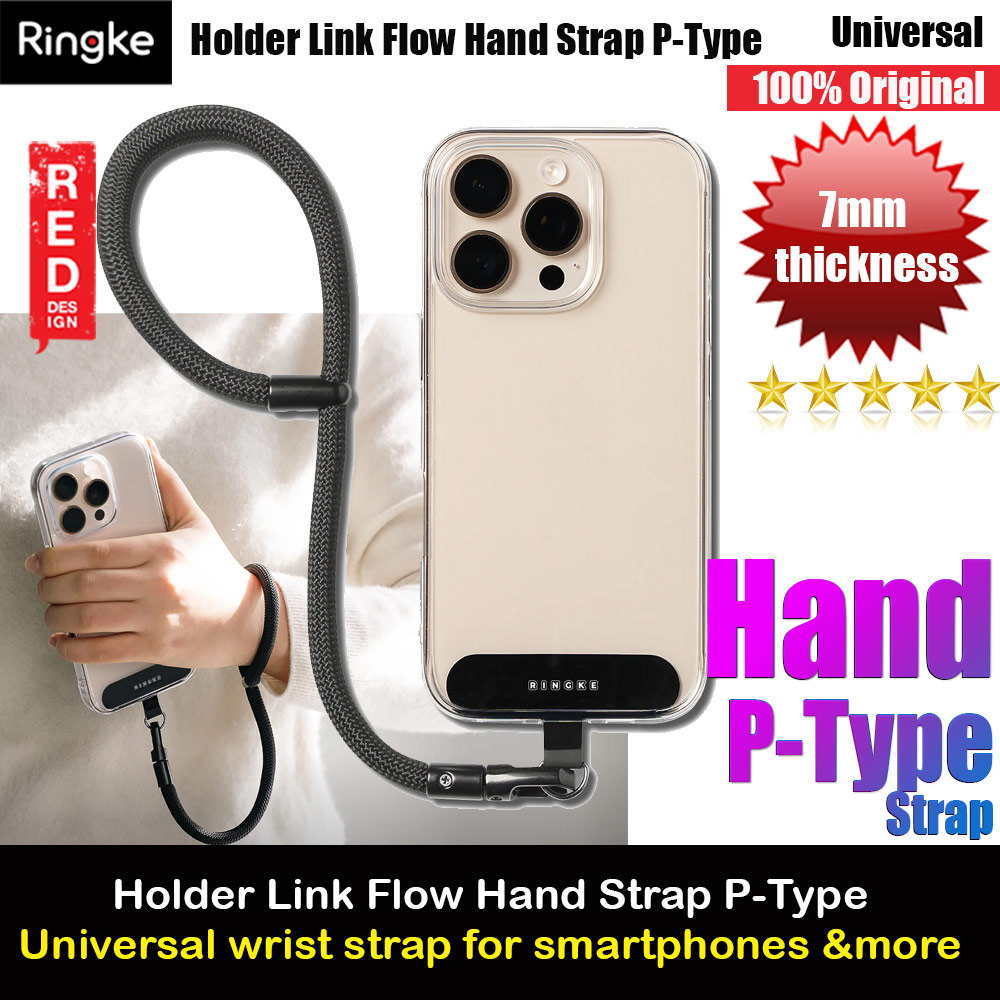 Picture of Ringke Holder Link and Flow Hand Strap P-Type Wrist Strap Phone Strap for closed-bottom phone case (Calm Black) Red Design- Red Design Cases, Red Design Covers, iPad Cases and a wide selection of Red Design Accessories in Malaysia, Sabah, Sarawak and Singapore 