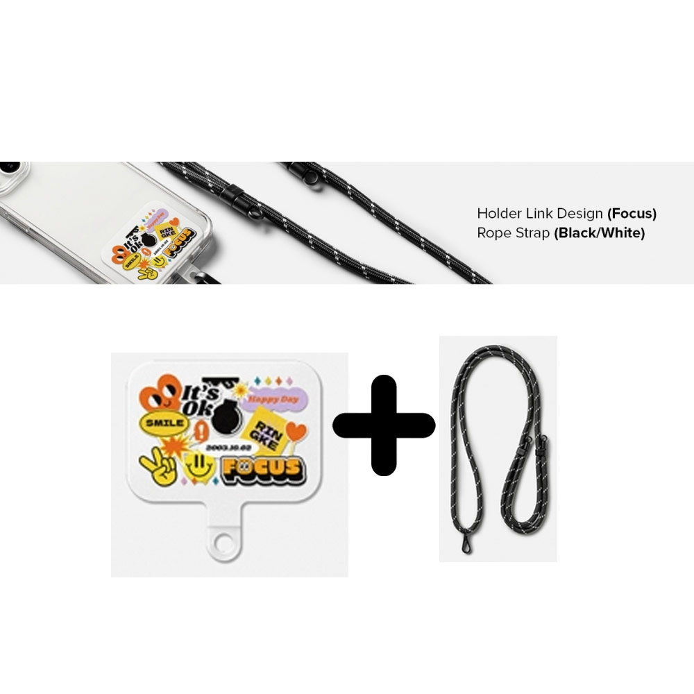 Picture of Ringke Shoulder Strap Design Holder Link Rope for Phone case (Focus Design Black White Rope)