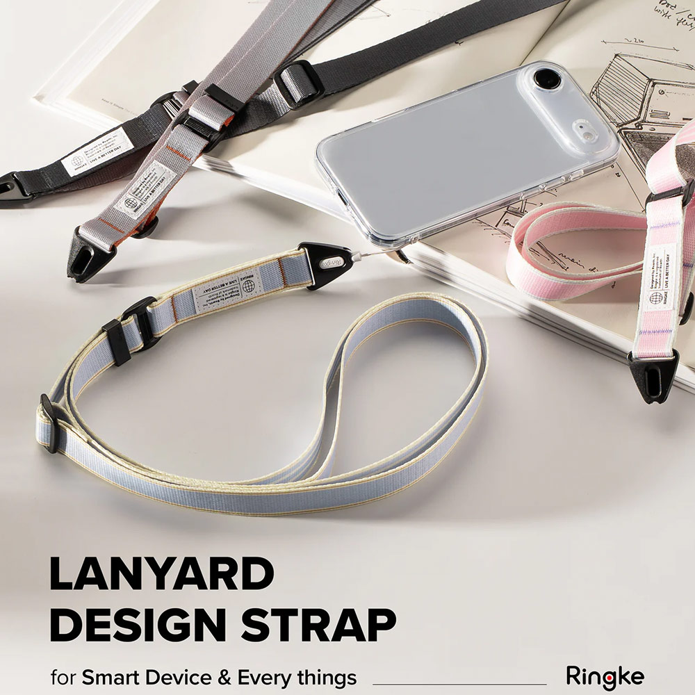 Picture of Ringke High density polyester Lanyard strap Shoulder Strap for Perfect for daily use traveling hiking smartphone Jisulife Portable Handheld Fan Strap (Ash Orange)