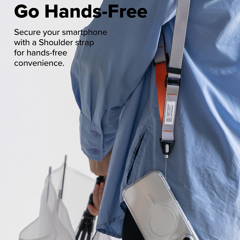 Picture of Ringke High density polyester Lanyard strap Shoulder Strap for Perfect for daily use traveling hiking smartphone Jisulife Portable Handheld Fan Strap (Ash Orange)