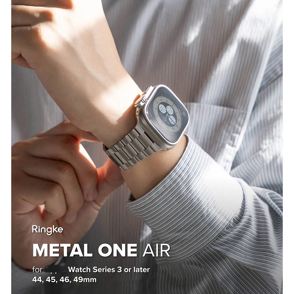 Picture of Apple Watch 10 46mm | Ringke Stainless Steel Metal One Air Band Strap for Apple Watch Series 4 5 6 8 42mm 44mm 45mm 46mm 49mm Ultra (Silver)