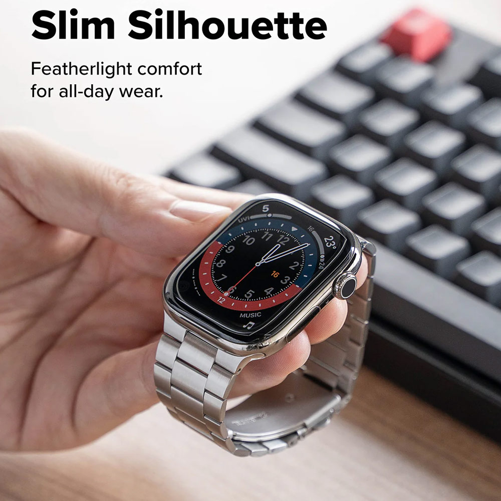 Picture of Apple Watch 10 46mm | Ringke Stainless Steel Metal One Air Band Strap for Apple Watch Series 4 5 6 8 42mm 44mm 45mm 46mm 49mm Ultra (Silver)