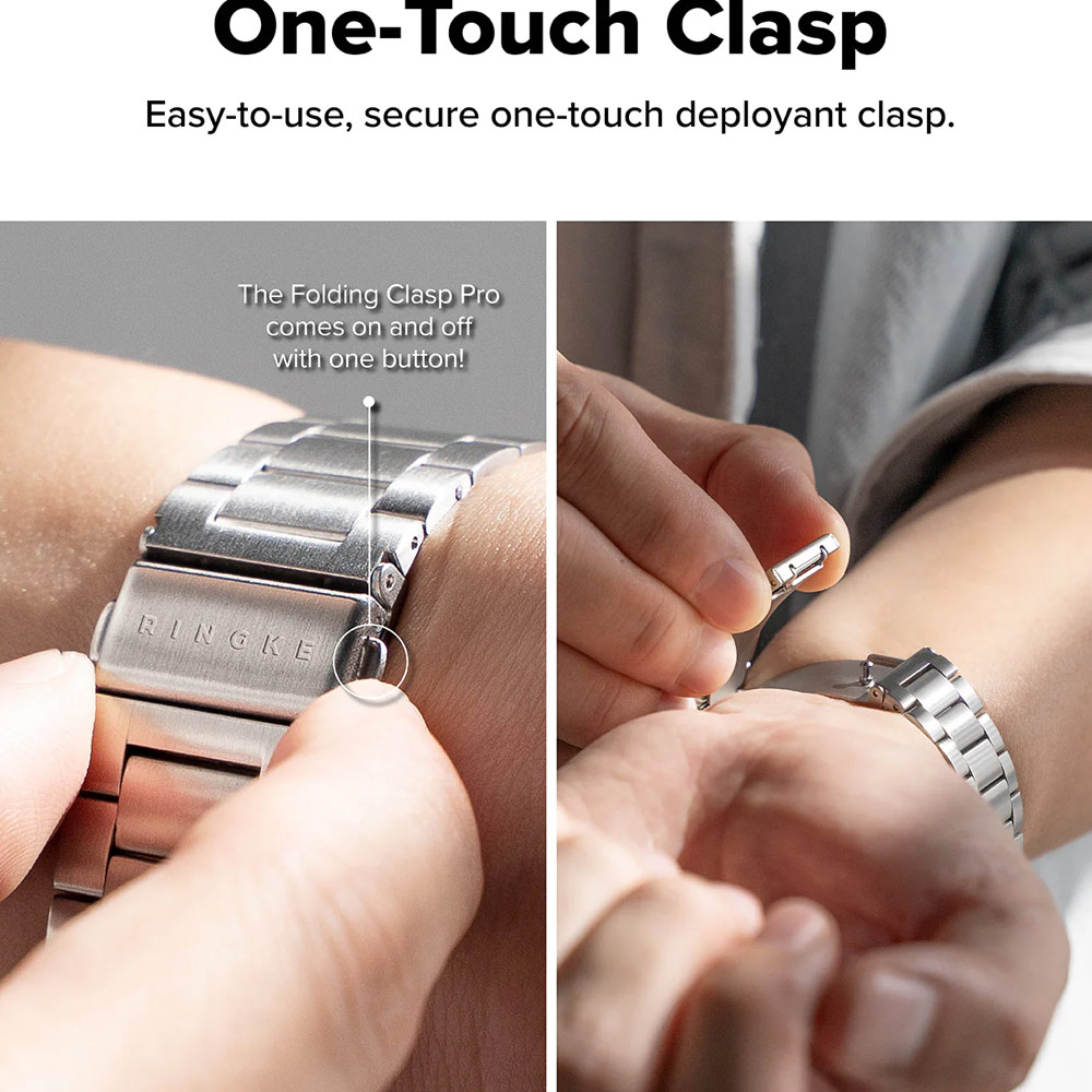 Picture of Apple Watch 10 46mm | Ringke Stainless Steel Metal One Air Band Strap for Apple Watch Series 4 5 6 8 42mm 44mm 45mm 46mm 49mm Ultra (Silver)