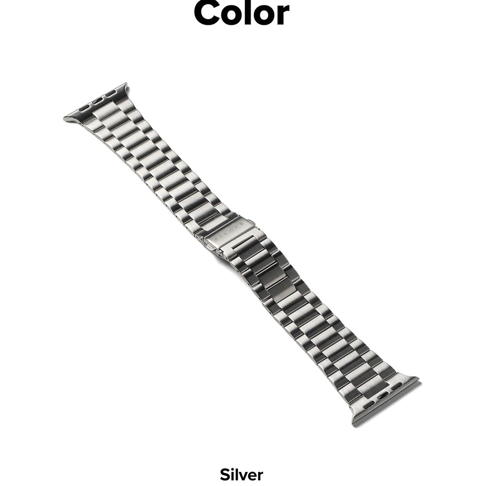 Picture of Apple Watch 10 46mm | Ringke Stainless Steel Metal One Air Band Strap for Apple Watch Series 4 5 6 8 42mm 44mm 45mm 46mm 49mm Ultra (Silver)