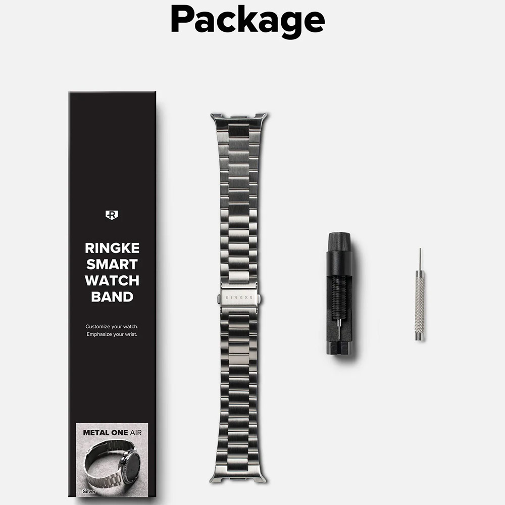Picture of Samsung Galaxy Watch 8 40mm  | Ringke Stainless Steel Metal One Air Band Strap for Galaxy Watch 8 40mm 8 Classic 47mm (Silver)