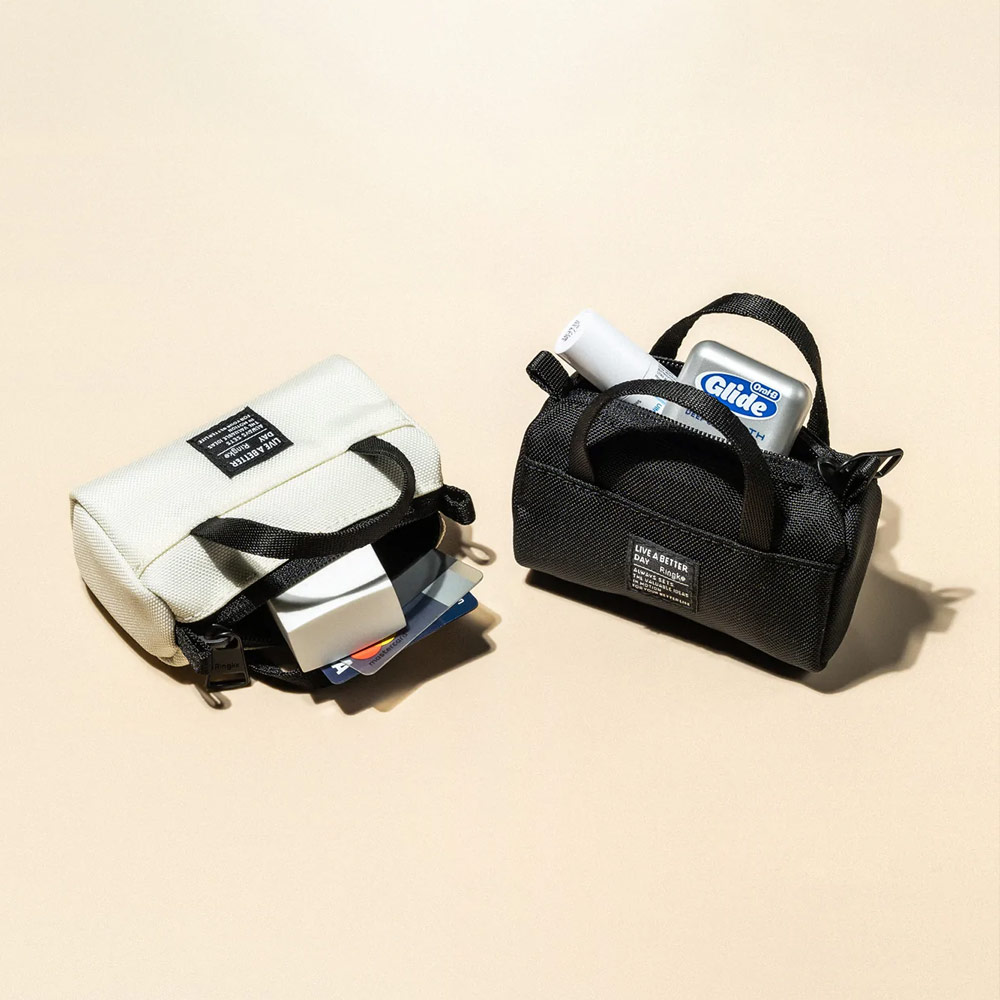 Picture of Ringke Mini Pouch Sport Bag Miniature with Zipper Closure with Carabiner for Small Gadgets (Black)