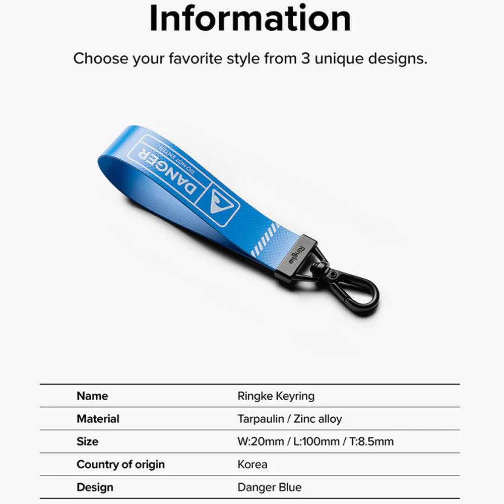 Picture of Ringke Key Ring Strap | Danger for keychain camera game console USB flash drives (Blue)