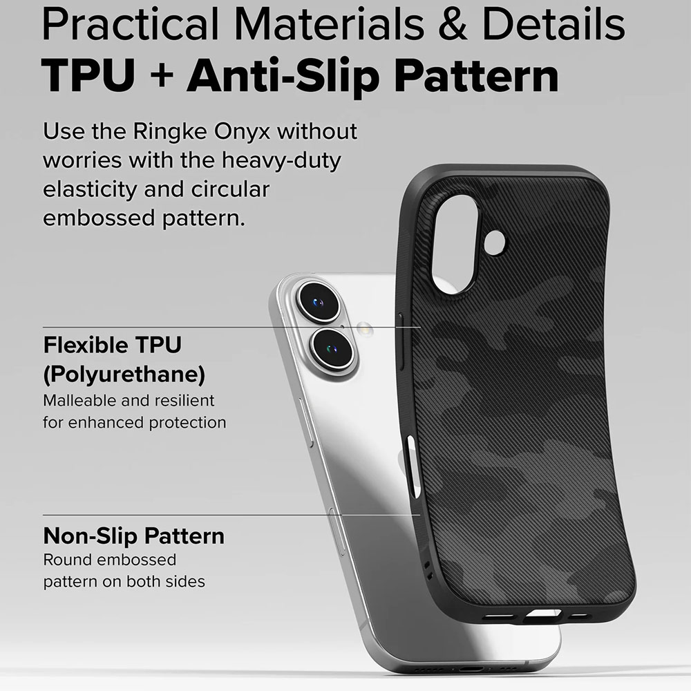 Picture of Apple iPhone 16 6.1 Case | Ringke Onyx Design Tough Heavy Duty Slim Light Drop Protection Case for Apple iPhone 16 6.1 (Camo Black)