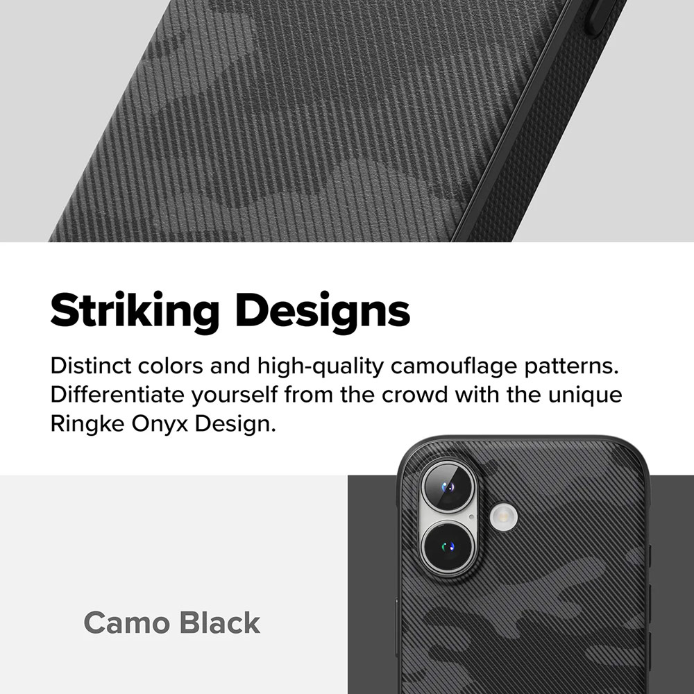 Picture of Apple iPhone 16 Plus 6.7 Case | Ringke Onyx Design Tough Heavy Duty Slim Light Drop Protection Case for Apple iPhone 16 Plus 6.7 (Camo Black)