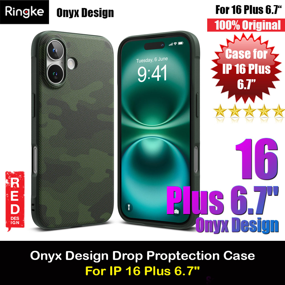 Picture of Ringke Onyx Design Tough Heavy Duty Slim Light Drop Protection Case for Apple iPhone 16 Plus 6.7 (Camo Green) Apple iPhone 16 Plus 6.7- Apple iPhone 16 Plus 6.7 Cases, Apple iPhone 16 Plus 6.7 Covers, iPad Cases and a wide selection of Apple iPhone 16 Plus 6.7 Accessories in Malaysia, Sabah, Sarawak and Singapore 