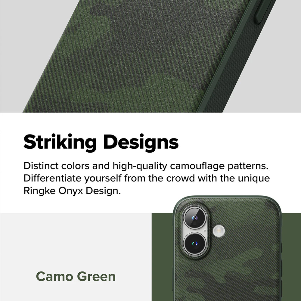 Picture of Apple iPhone 16 Plus 6.7 Case | Ringke Onyx Design Tough Heavy Duty Slim Light Drop Protection Case for Apple iPhone 16 Plus 6.7 (Camo Green)