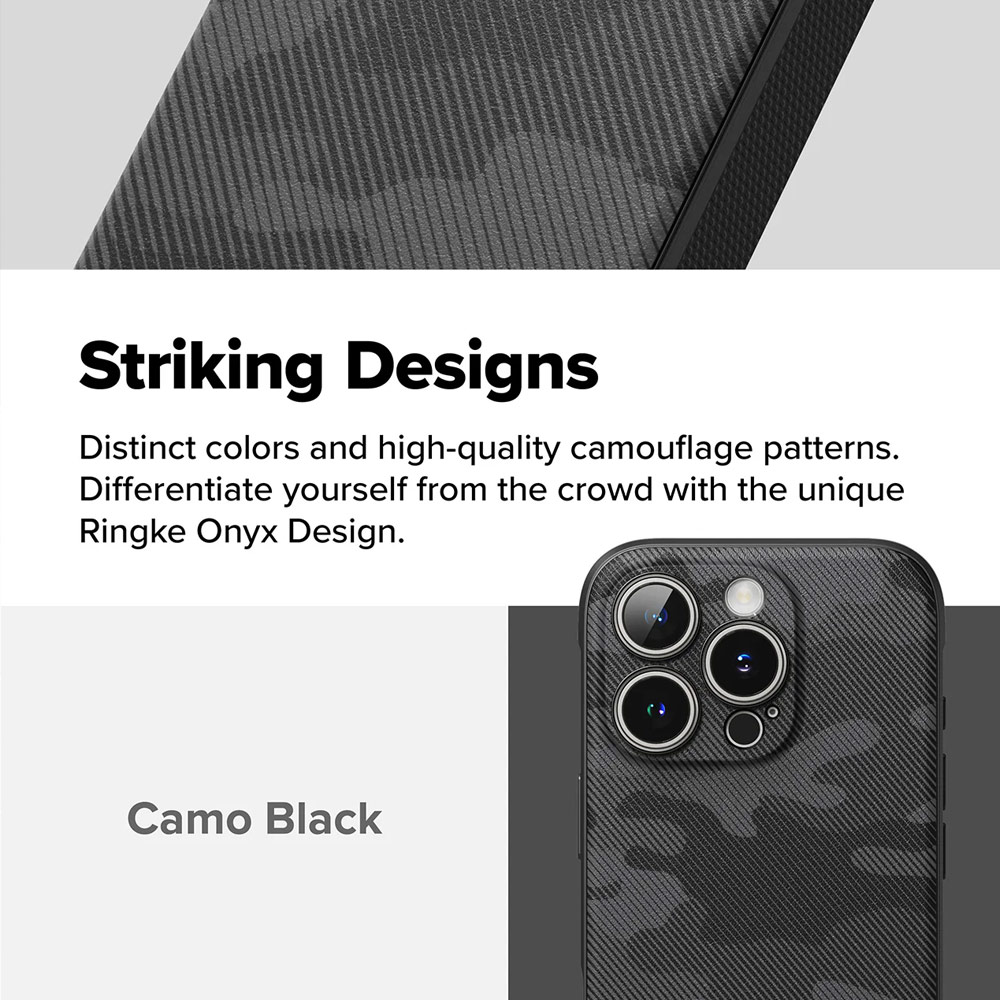 Picture of Apple iPhone 16 Pro 6.3 Case | Ringke Onyx Design Tough Heavy Duty Slim Light Drop Protection Case for Apple iPhone 16 Pro 6.3 (Camo Black)