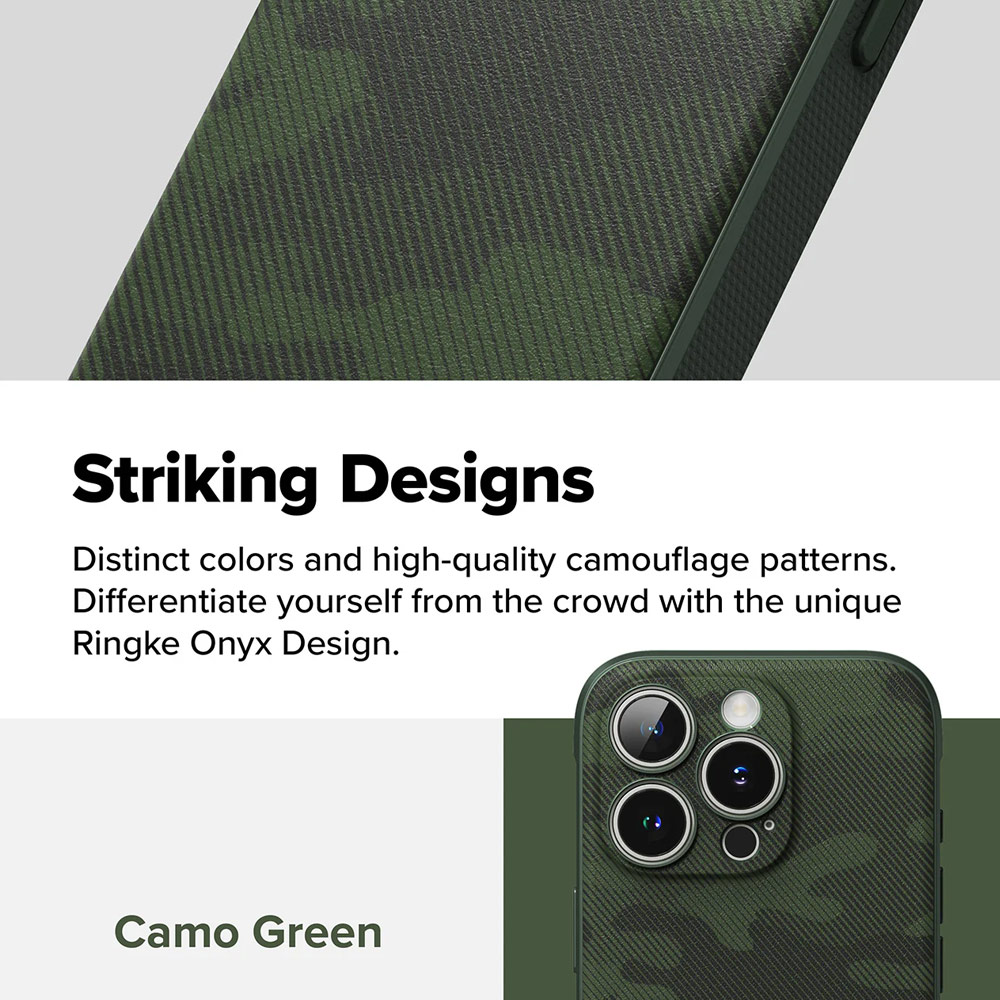 Picture of Apple iPhone 16 Pro 6.3 Case | Ringke Onyx Design Tough Heavy Duty Slim Light Drop Protection Case for Apple iPhone 16 Pro 6.3 (Camo Green)