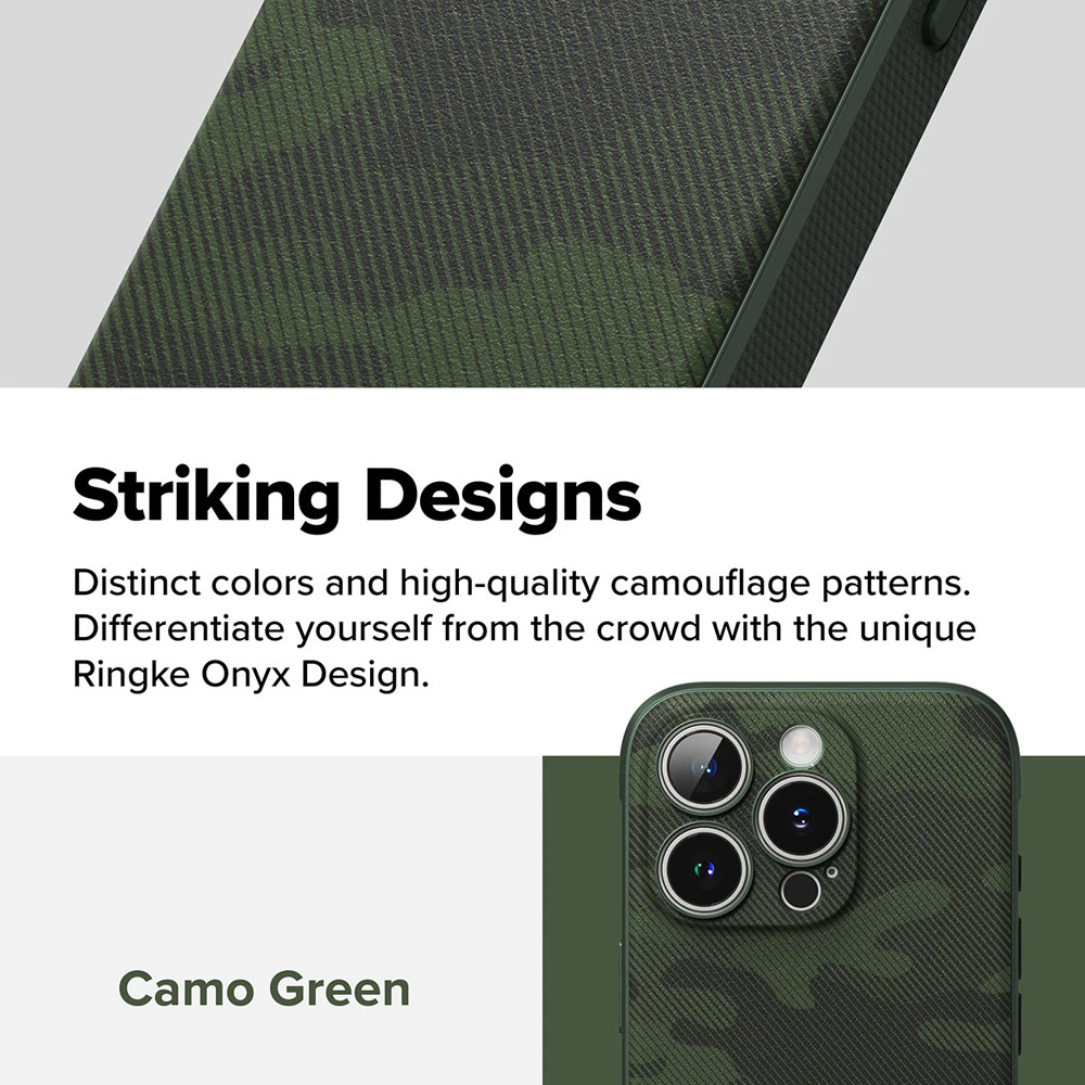 Picture of Apple iPhone 16 Pro Max 6.9 Case | Ringke Onyx Design Tough Heavy Duty Slim Light Drop Protection Case for Apple iPhone 16 Pro Max 6.9 (Camo Green)