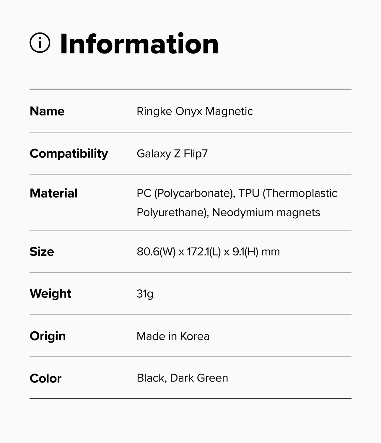 Picture of Samsung Galaxy Z Flip 7 Case | Ringke Onyx Magnetic Heavy Duty Case for Samsung Galaxy Z Flip 7 (Black)