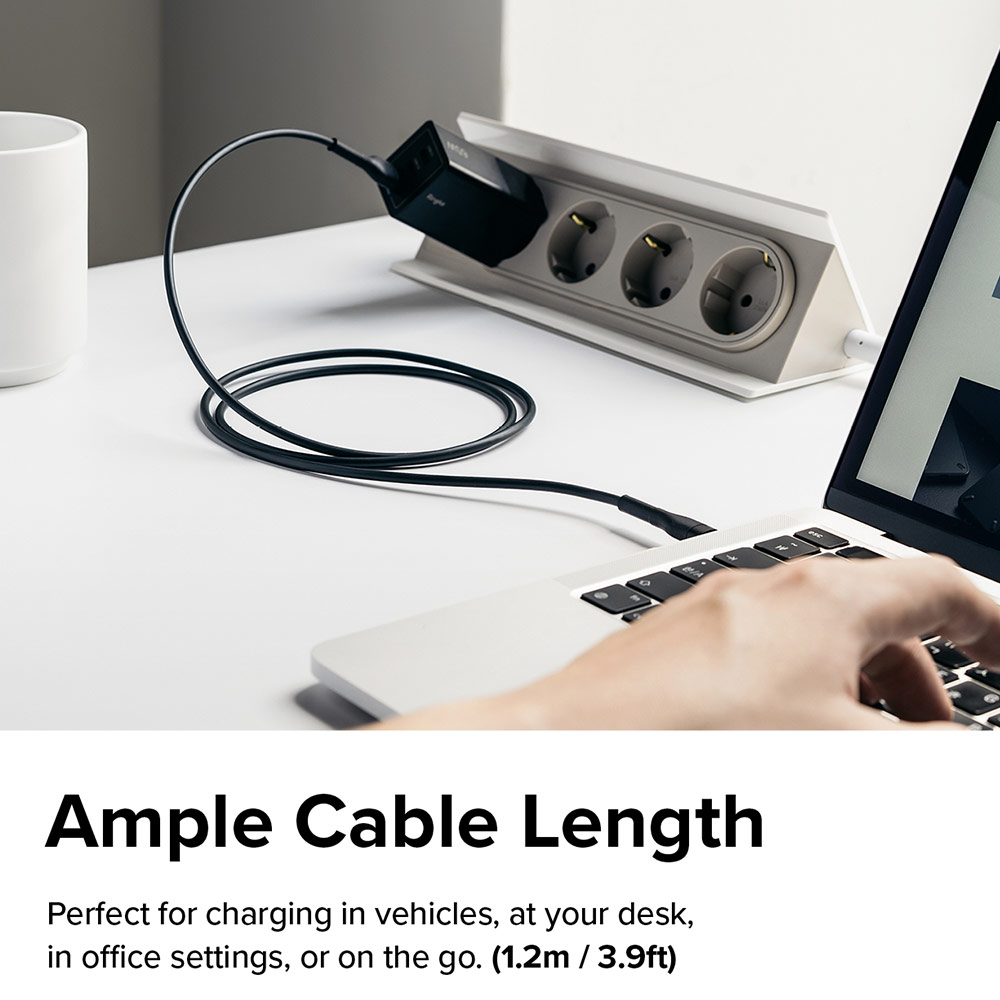 Picture of Ringke Pastel TPE Durable Cable with Cable Tie Organizer QC2.0 Fast Charge USB A to Type C (Black 120cm)
