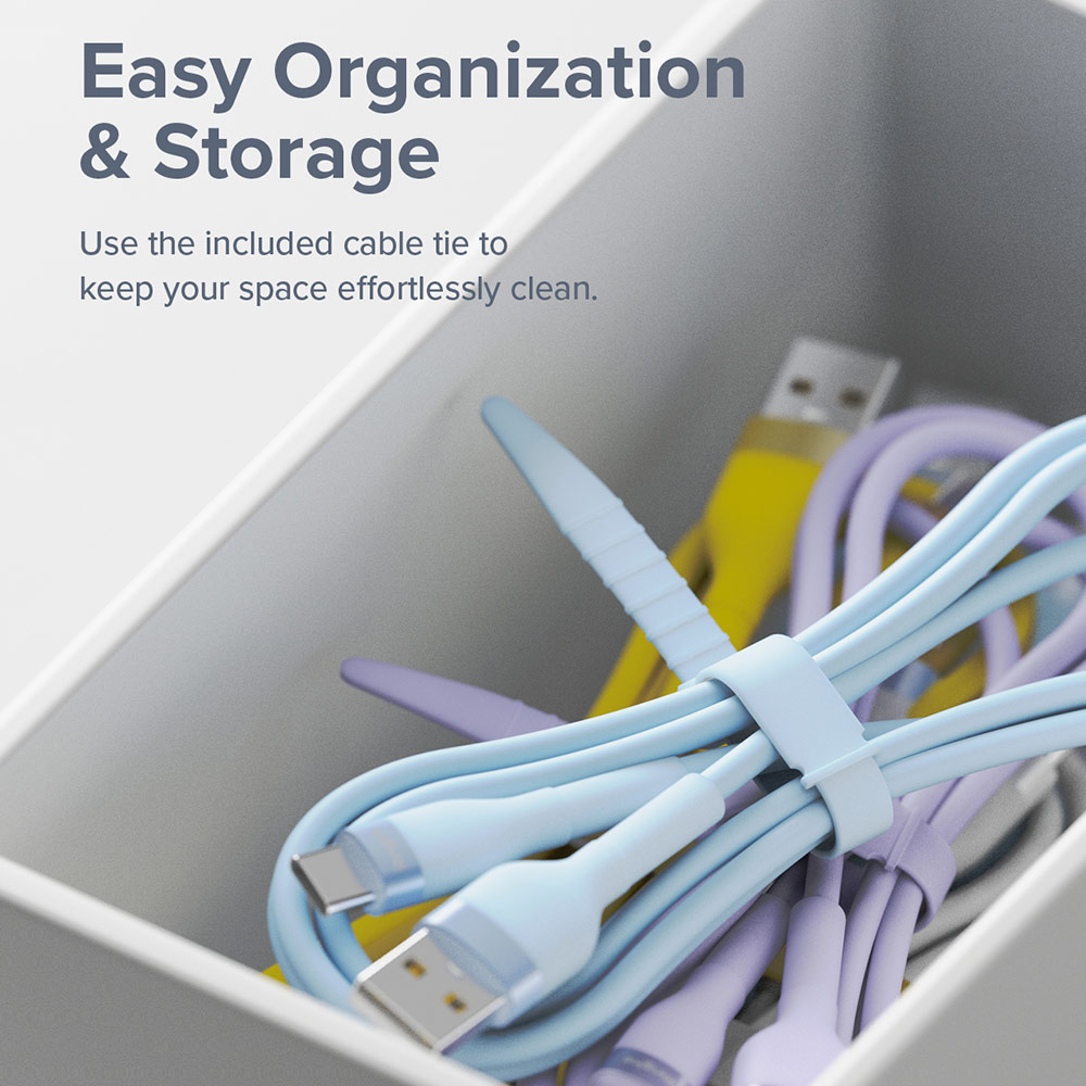 Picture of Ringke Pastel TPE Durable Cable with Cable Tie Organizer 20W Fast Charge USB C to Lightning (Blue 200cm)