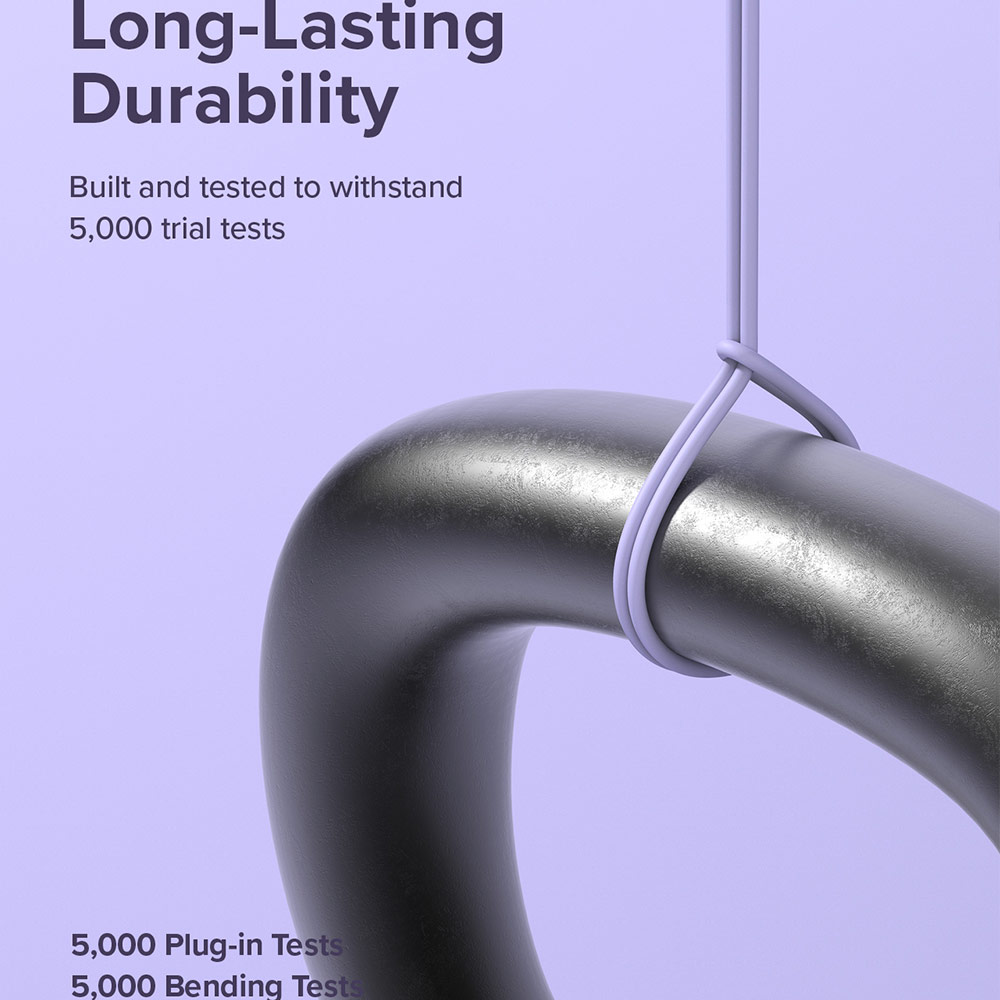 Picture of Ringke Pastel TPE Durable Cable with Cable Tie Organizer 20W Fast Charge USB C to Lightning (Purple 200cm)