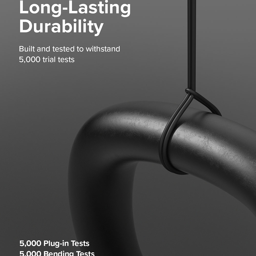 Picture of Ringke Pastel TPE Durable Cable with Cable Tie Organizer 20W Fast Charge USB C to Lightning (Black 120cm)