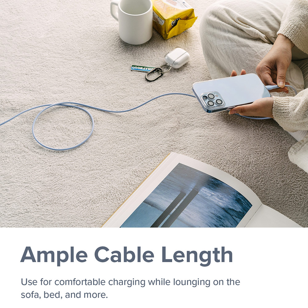 Picture of Ringke Pastel TPE Durable Cable with Cable Tie Organizer 3A Max 60W Fast Charge USB C to Type C (Blue 200cm)