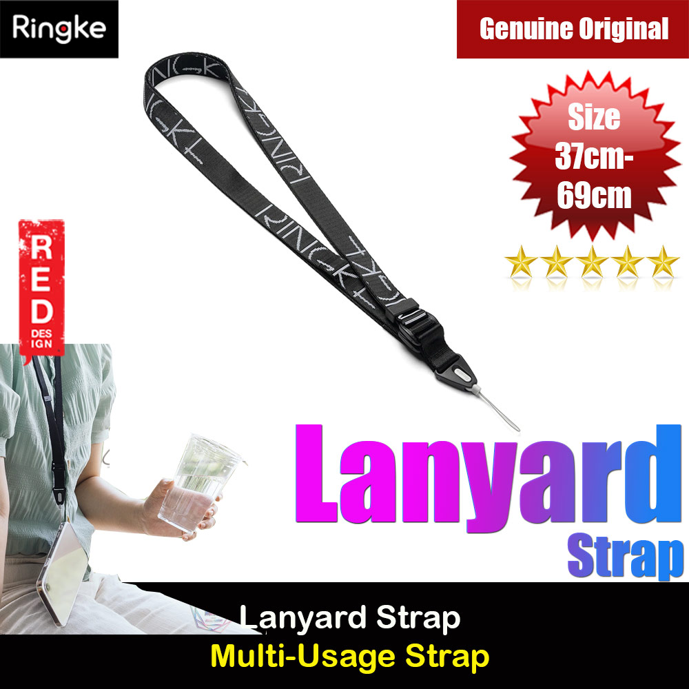 Picture of Ringke Lanyard Strap for phone case keychain camera game console USB flash drives (Lettering Black)