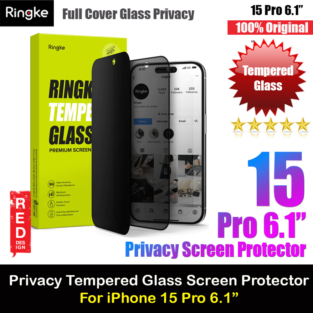 Picture of Ringke Tempered Glass Full Cover Glass Screen Protector with Installation Jig Helper for iPhone 15 Pro 6.1 (Privacy Anti View Peep Spy Black) Apple iPhone 15 Pro 6.1- Apple iPhone 15 Pro 6.1 Cases, Apple iPhone 15 Pro 6.1 Covers, iPad Cases and a wide selection of Apple iPhone 15 Pro 6.1 Accessories in Malaysia, Sabah, Sarawak and Singapore 