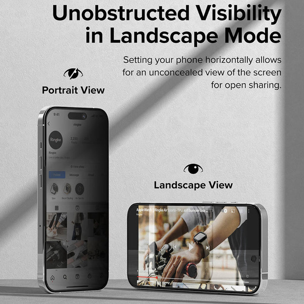 Picture of Apple iPhone 15 Pro 6.1 Screen Protector | Ringke Tempered Glass Full Cover Glass Screen Protector with Installation Jig Helper for iPhone 15 Pro 6.1 (Privacy Anti View Peep Spy Black)