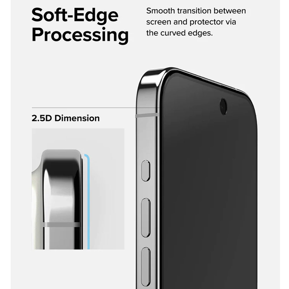 Picture of Apple iPhone 15 Pro 6.1 Screen Protector | Ringke Tempered Glass Full Cover Glass Screen Protector with Installation Jig Helper for iPhone 15 Pro 6.1 (Privacy Anti View Peep Spy Black)