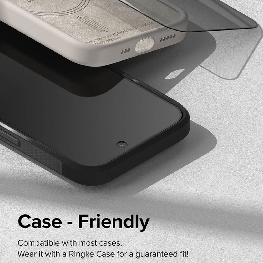 Picture of Apple iPhone 15 Pro 6.1 Screen Protector | Ringke Tempered Glass Full Cover Glass Screen Protector with Installation Jig Helper for iPhone 15 Pro 6.1 (Privacy Anti View Peep Spy Black)