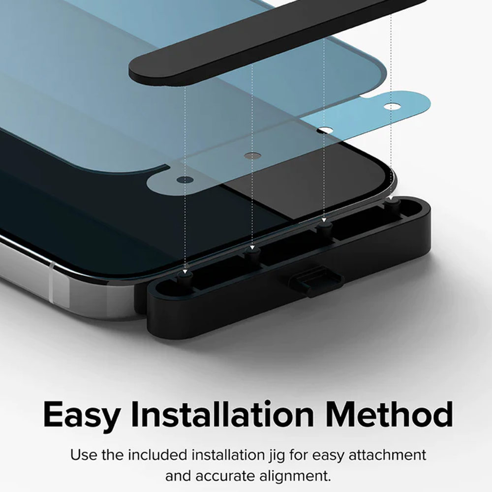 Picture of Apple iPhone 15 Pro 6.1 Screen Protector | Ringke Tempered Glass Full Cover Glass Screen Protector with Installation Jig Helper for iPhone 15 Pro 6.1 (Privacy Anti View Peep Spy Black)