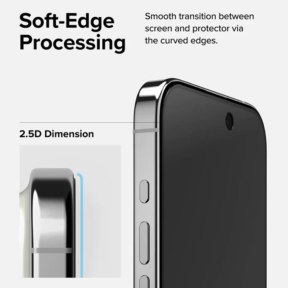 Picture of Apple iPhone 15 Pro 6.1 Screen Protector | Ringke Tempered Glass Full Cover Glass Screen Protector with Installation Jig Helper for iPhone 15 Pro 6.1 (Privacy Anti View Peep Spy Black)