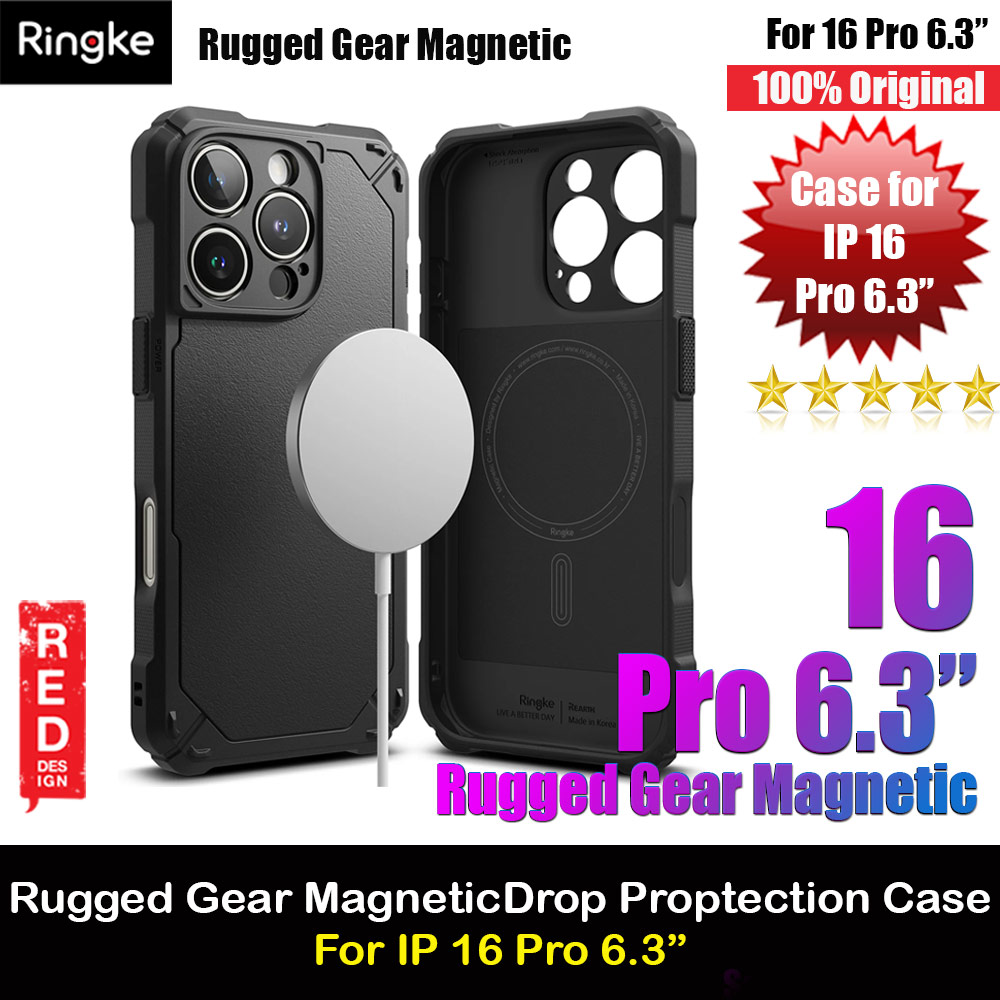 Picture of Ringke Rugged Gear Magnetic Charging Compatible Drop Protection Case for Apple iPhone 16 Pro 6.3 (Black) Apple iPhone 16 Pro 6.3- Apple iPhone 16 Pro 6.3 Cases, Apple iPhone 16 Pro 6.3 Covers, iPad Cases and a wide selection of Apple iPhone 16 Pro 6.3 Accessories in Malaysia, Sabah, Sarawak and Singapore 