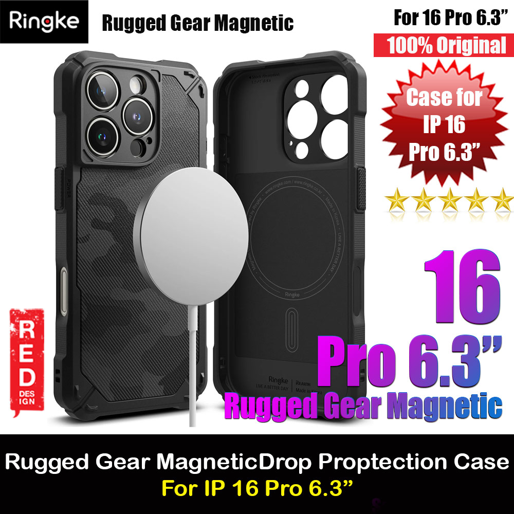 Picture of Ringke Rugged Gear Magnetic Charging Compatible Drop Protection Case for Apple iPhone 16 Pro 6.3 (Camo Black) Apple iPhone 16 Pro 6.3- Apple iPhone 16 Pro 6.3 Cases, Apple iPhone 16 Pro 6.3 Covers, iPad Cases and a wide selection of Apple iPhone 16 Pro 6.3 Accessories in Malaysia, Sabah, Sarawak and Singapore 