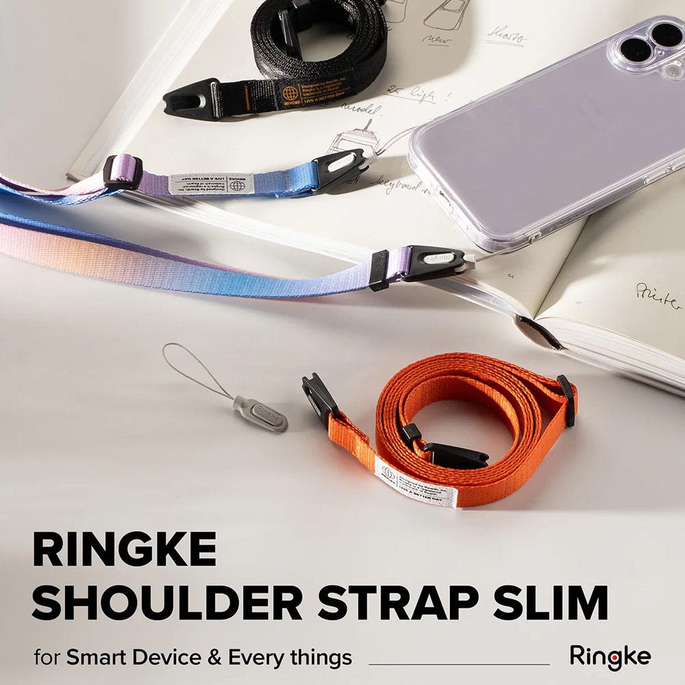 Picture of Ringke High density polyester Slim Shoulder Strap for Perfect for daily use traveling hiking smartphone Portable Handheld Fan Strap (Orange)