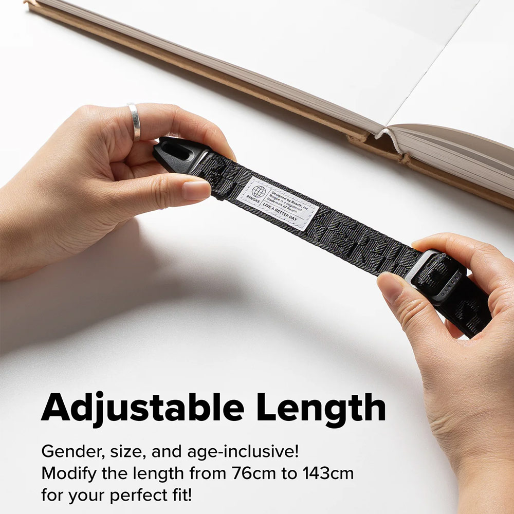 Picture of Ringke High density polyester Shoulder Strap for Perfect for daily use traveling hiking smartphone Portable Handheld Fan Strap (Lettering Black 3)