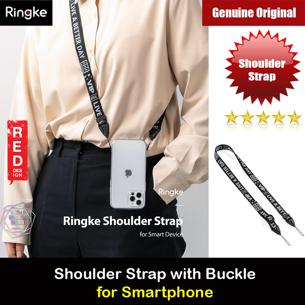 Picture of Ringke Shoulder Strap Smartphone Case Strap Camera Strap Airpods Pro Airpods 3 Strap with Buckle (Lettering Ticket Band 2 Black)