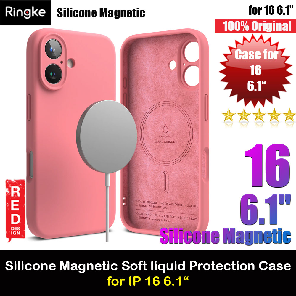 Picture of Ringke Silicone Magnetic Drop Protection Case for iPhone 16 6.1 (Pink) Apple iPhone 16 6.1- Apple iPhone 16 6.1 Cases, Apple iPhone 16 6.1 Covers, iPad Cases and a wide selection of Apple iPhone 16 6.1 Accessories in Malaysia, Sabah, Sarawak and Singapore 