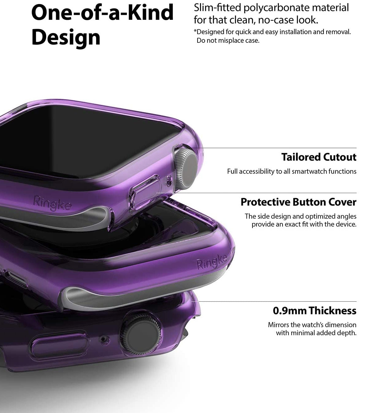 Picture of Apple Watch 40mm Case | Ringke Slim Perfect Fit Case for Apple Watch Series 4 5 6 SE 40mm  (2 PACK with Clear and Purple)