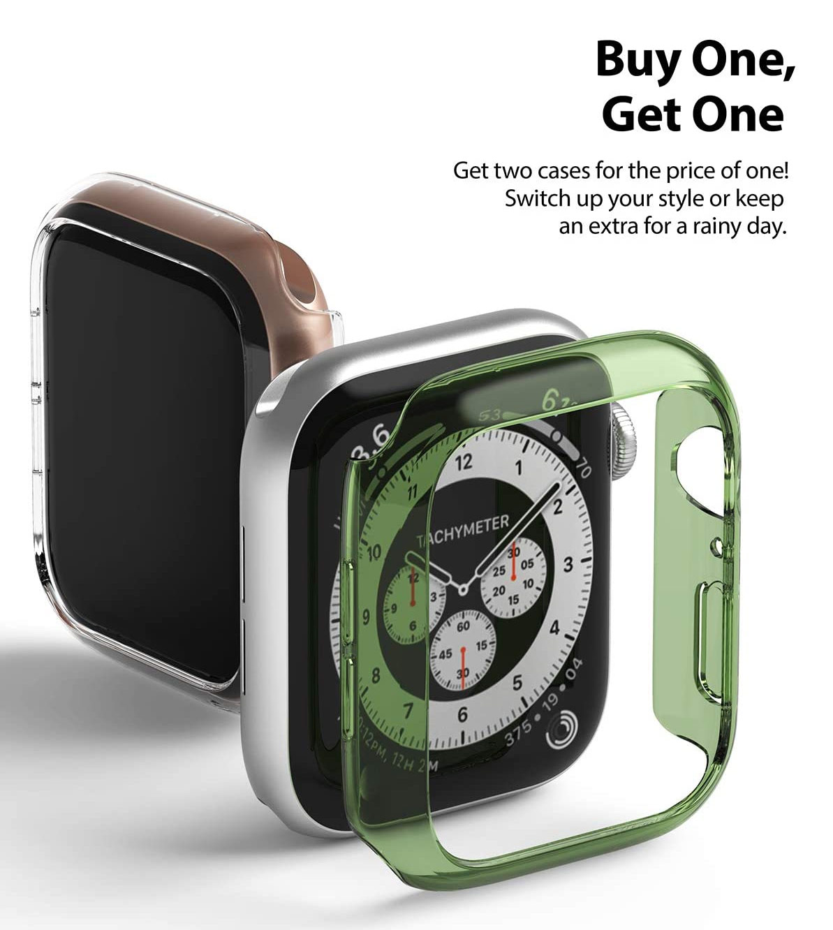 Picture of Apple Watch 40mm Case | Ringke Slim Perfect Fit Case for Apple Watch Series 4 5 6 SE 40mm  (2 PACK with Clear and Olive Green)