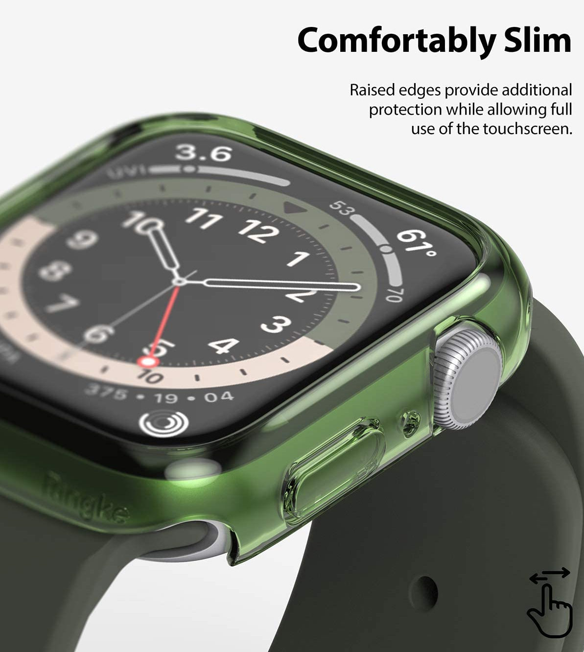 Picture of Apple Watch 40mm Case | Ringke Slim Perfect Fit Case for Apple Watch Series 4 5 6 SE 40mm  (2 PACK with Clear and Olive Green)