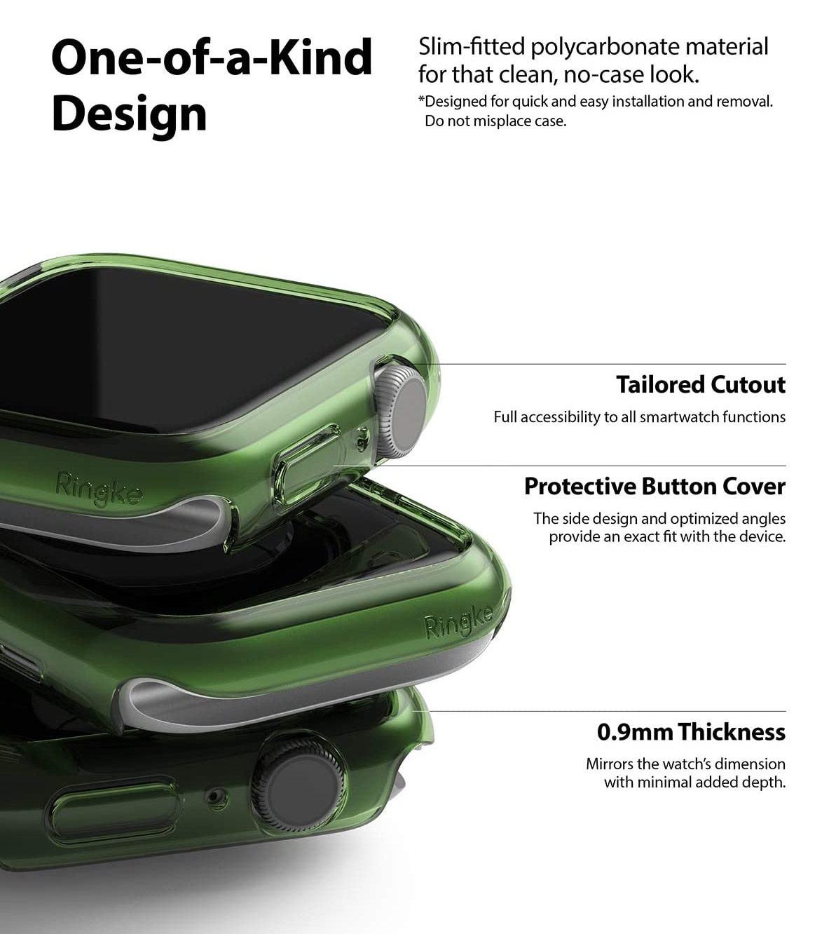 Picture of Apple Watch 40mm Case | Ringke Slim Perfect Fit Case for Apple Watch Series 4 5 6 SE 40mm  (2 PACK with Clear and Olive Green)