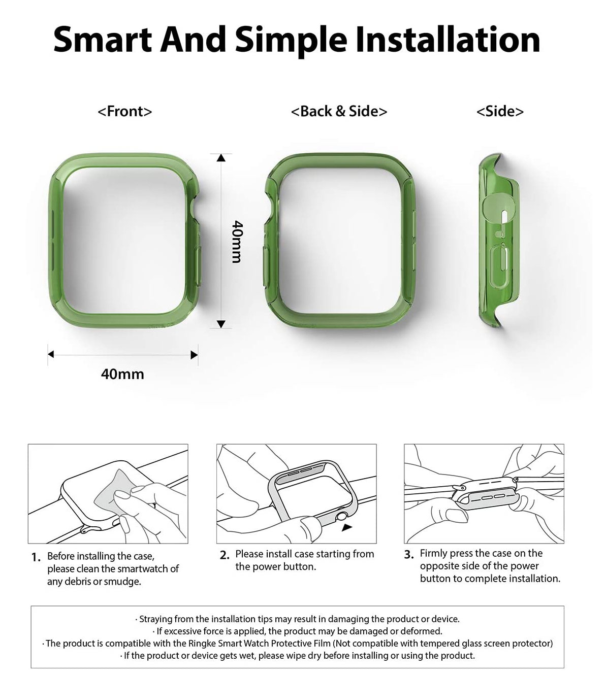 Picture of Apple Watch 40mm Case | Ringke Slim Perfect Fit Case for Apple Watch Series 4 5 6 SE 40mm  (2 PACK with Clear and Olive Green)
