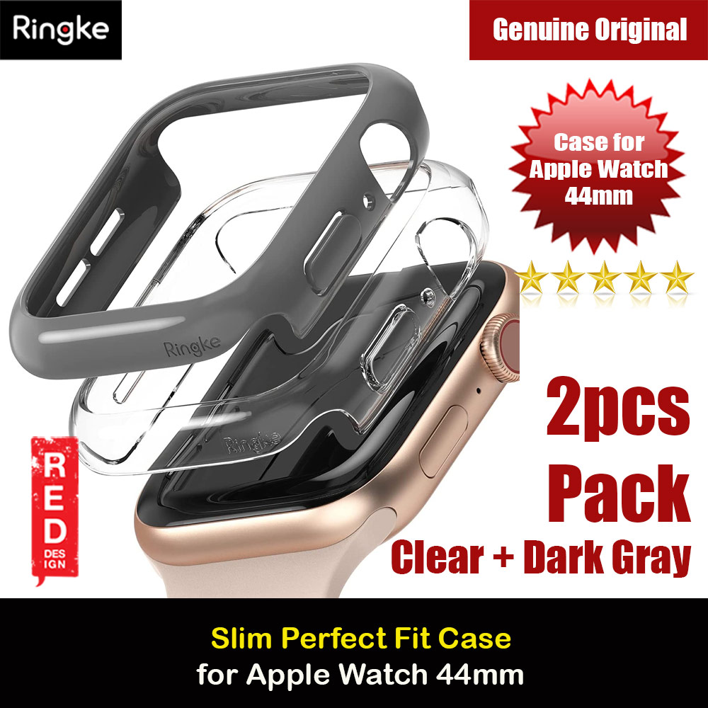 Picture of Ringke Slim Perfect Fit Case for Apple Watch Series 4 5 6 SE 44mm  (2 PACK with Clear and Dark Gray) Apple Watch 44mm- Apple Watch 44mm Cases, Apple Watch 44mm Covers, iPad Cases and a wide selection of Apple Watch 44mm Accessories in Malaysia, Sabah, Sarawak and Singapore 