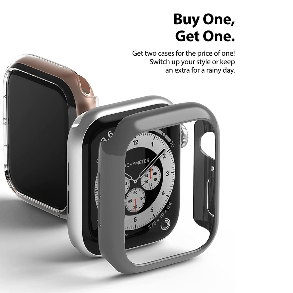 Picture of Apple Watch 44mm Case | Ringke Slim Perfect Fit Case for Apple Watch Series 4 5 6 SE 44mm  (2 PACK with Clear and Dark Gray)