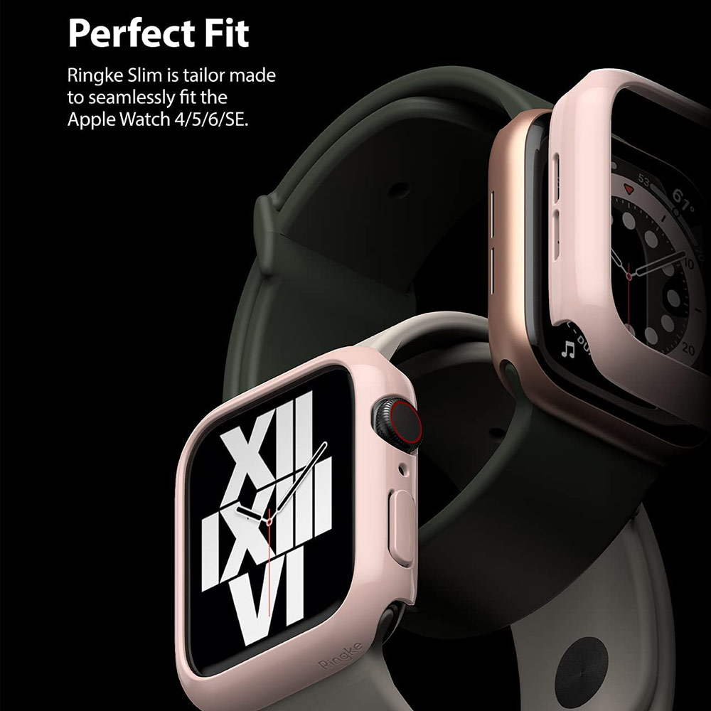 Picture of Apple Watch 44mm Case | Ringke Slim Perfect Fit Case for Apple Watch Series 4 5 6 SE 44mm  (2 PACK with Clear and Peach Pink)