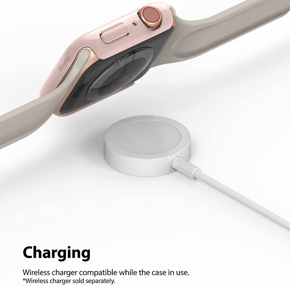 Picture of Apple Watch 44mm Case | Ringke Slim Perfect Fit Case for Apple Watch Series 4 5 6 SE 44mm  (2 PACK with Clear and Peach Pink)