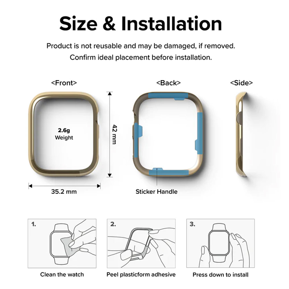 Picture of Apple Watch 41mm  | Ringke Adhesive Stainless Steel  Bezel Styling for Apple Watch Series 7 8 9 41mm  (Gold)