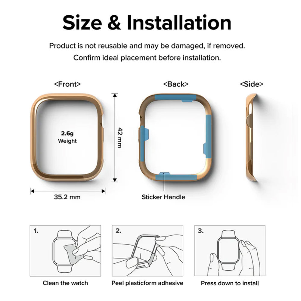 Picture of Apple Watch 41mm  | Ringke Adhesive Stainless Steel  Bezel Styling for Apple Watch Series 7 8 9 41mm  (Rose Gold)