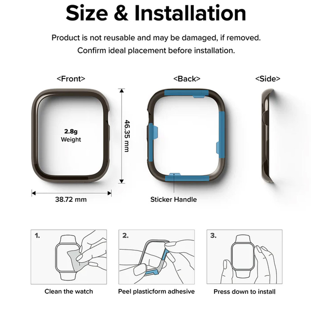 Picture of Apple Watch 45mm  | Ringke Adhesive Stainless Steel  Bezel Styling for Apple Watch Series 7 8 9 45mm  (Graphite)