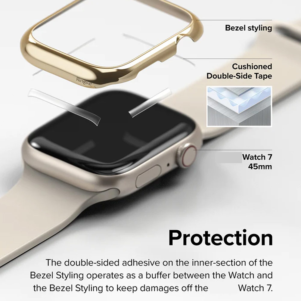 Picture of Apple Watch 41mm  | Ringke Adhesive Stainless Steel  Bezel Styling for Apple Watch Series 7 8 9 41mm  (Gold)